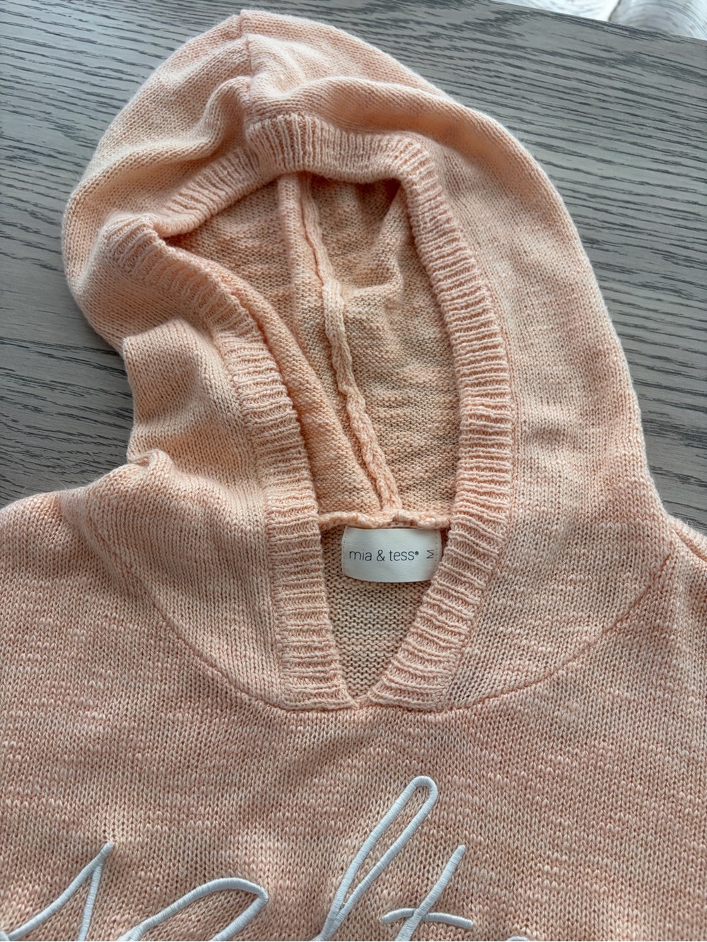 Salty Knit Hoodie Sweater - Peach - Picture 4 of 5